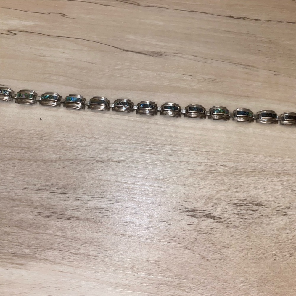 Multi-colored NarvaezTaxco Sterling Abalone necklace Vintage 1940s